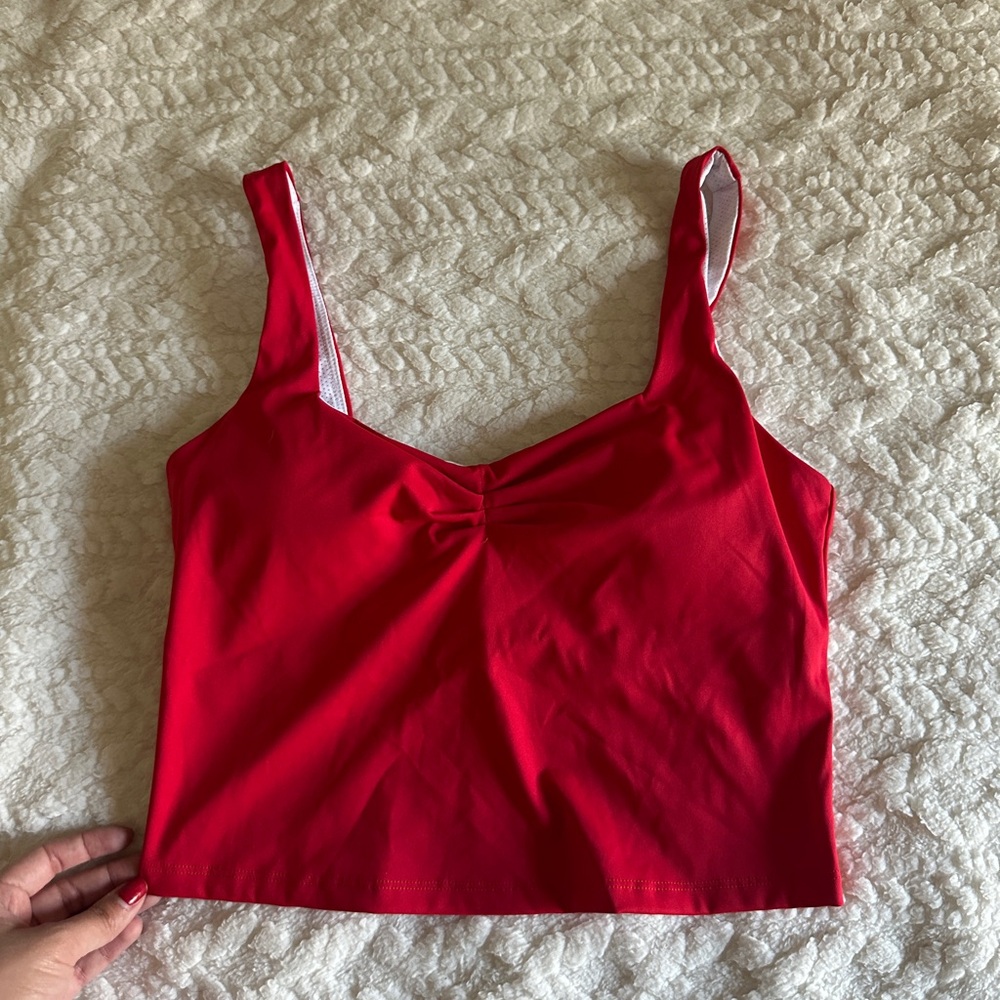 Red Cropped Tank Top - Picture 2 of 6
